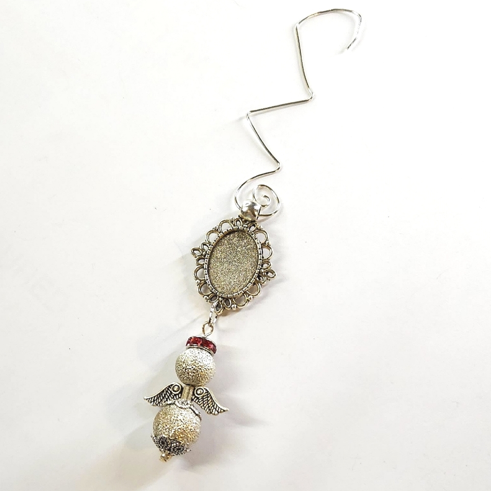 Handmade Beaded Angel & Photo Frame Ornament, Memorial or Wedding Bouquet Charm - Picture 1 of 9